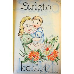 Rysunek plastyczny z okazji Dnia Kobiet uczniów z Liceum Pedagogicznego w Olsztynie. APO sygn. 495/167