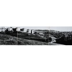 Domki jednorodzinne przy ulicy Elbląskiej (Osiedle Mazurskie) oraz ogródki działkowe (Rodzinny Ogród Działkowy „Semafor”), lata 80. XX wieku (APO, sygn. 2472/2927)
