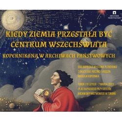 Grafika promująca wystawę plenerową o Koperniku