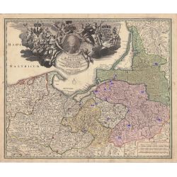 Mapa królestwa Prus z początku 18 w. Wydana w Norymberdze przez Johanna  Baptystę Homanna. AP Olsztyn 1457/1330. Poszczególne numery oznaczają papiernie wg chronologii ich powstania Nr15 papiernia na rzece Wadąg w miejscowości Wadąg w pobliżu Olsztyna jedna z dwu papierni działających na terenie Warmii.