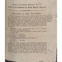 Nadzwyczajny dodatek nr 8 z 18 maja 1831 r. do nr. 21 Dziennika Urzędowego Rejencji Wschodniopruskiej dotyczący miejsc, w których przeprowadzana jest kwarantanna (APO, sygn. 259/78, Akta miasta Olsztyn, s. 121-122)