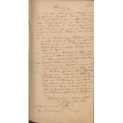 Ogłoszenie z 30 sierpnia 1871 r. władz policyjnych miasta Biskupca Pomorskiego [Bischofswereder] w sprawie wybuchu epidemii cholery. Dotyczyło ono utrzymania czystości na drogach, dziedzińcach oraz utworzenia komisji sanitarnej (APO, sygn. 248/504, Akta miasta Biskupiec Pomorski, s. 141)