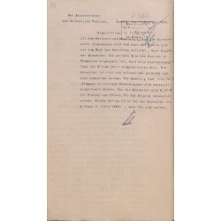 Odpowiedź z 11 lutego 1920 r. przewodniczącego obwodu Prątnica [Pronikau], powiat lubawski, na pismo starosty lubawskiego w sprawie epidemii tyfusu (APO, sygn. 18/597, Starostwo Powiatowe w Lubawie, s. 15)