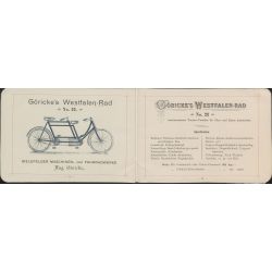 Katalog firmy Göricke's Westfalen Fahrräder, Bielefeld 1898