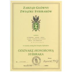 Dyplom nadania Odznaki Honorowej Sybiraka, 2003 r.