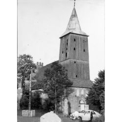 Dzietrzychowo (pow. bartoszycki). Kościół z XV/XVI wieku,  1962 r. (APO, sygn. 1141/4449)  